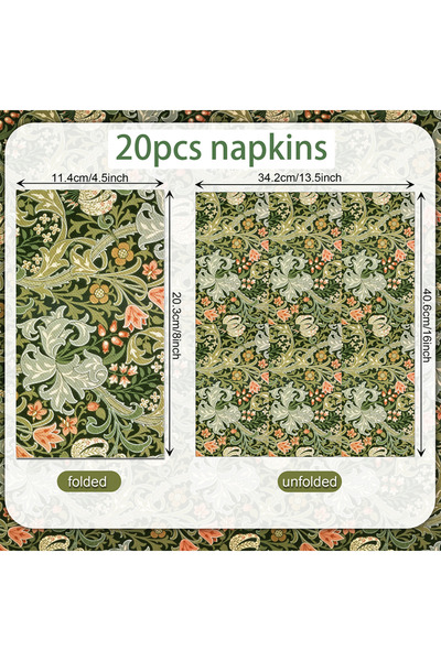 choice2 20 قطعة-czj110-4 20 قطعة/مجموعة من مناديل ورقية طويلة بنمط عتيق، ورق ...