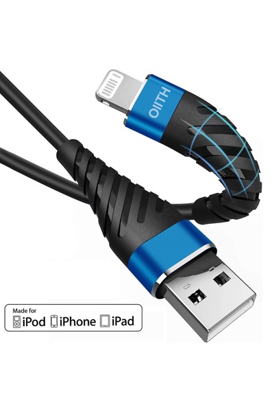 Choice كابل شحن سريع USB 3A أزرق بطول 2 متر لهاتف iPhone 11 12 13 14 Pro X XS...