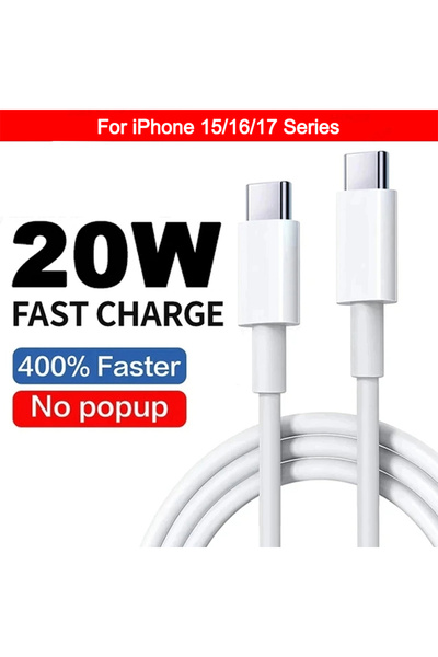 Choice كابل USB-C من النوع C إلى النوع C بطول 2 متر وقوة 20 واط، شاحن USB-C من النوع C، كابل شحن سريع PD لأجهزة iPhone 13 و14 و11