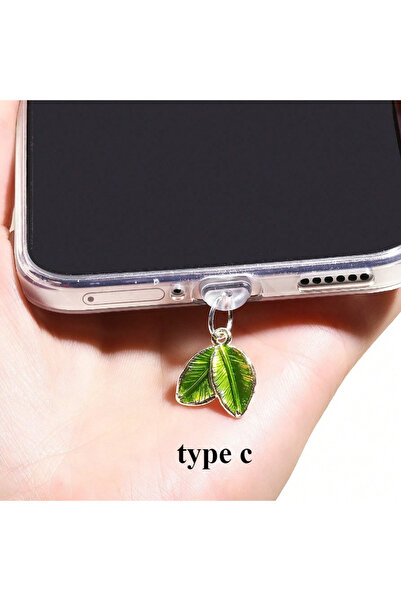 Choice غطاء حماية من الغبار على شكل ورقة شجر خضراء من النوع C لهاتف iPhone لل...