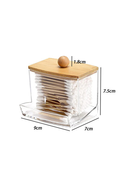 Choice Cotton swab box-c Makeup Bamboo Cotton Swab Storage Box with Lid Small Earpick Dispenser Clear Trans