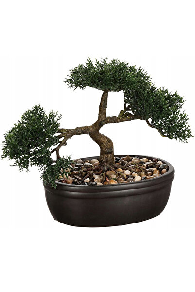 Atmosphera Créateur D'intérieur Bonsai artificial Atmosphera în ghiveci ceramic cu pietricele decorative, 23 cm, verde