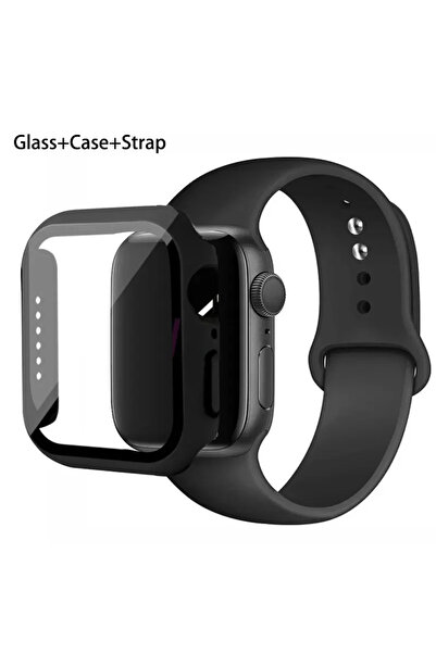 CAOWTAN 40 مم سلسلة 654 se أسود زجاج + حافظة + حزام لساعة Apple Watch 44 مم 4...