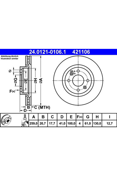 Ate Disc Frana Dacia Logan/Sandero Renault 19 1/19 2/Clio 1