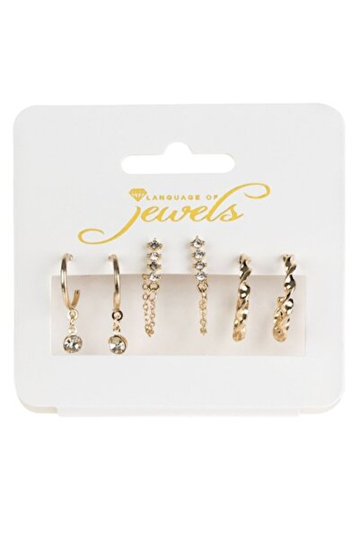 ANTBRO Set Cercei Limbajul Bijuteriilor, Aur, 3 Perechi, Strasuri și Design Răsucit