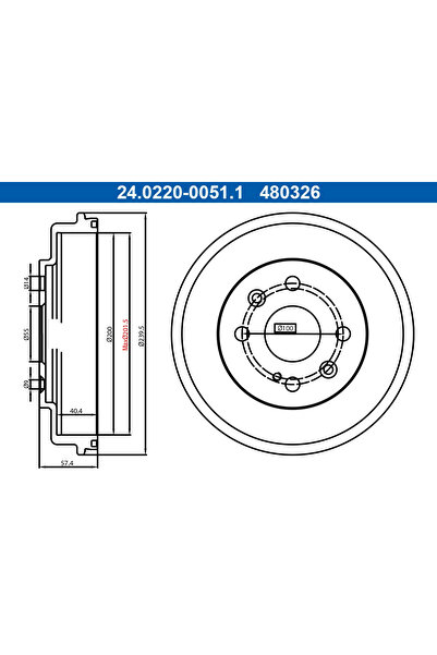 Ate Спирачен барабан Mazda 2