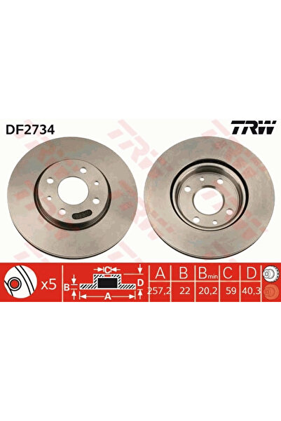 TRW Disc Frana Alfa Romeo Mito Citroen Nemo Microbus