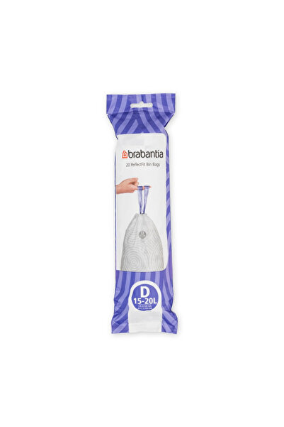 Brabantia Saci de gunoi încorporați/PerfectFit Sort&Go 647036, mărimea D, 15-20 l, 20 bucăți, albi