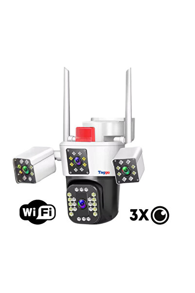 Taggo 6K Surveillance Camera, 12MP, Triple Lens, App-Controlled, 2024 Model