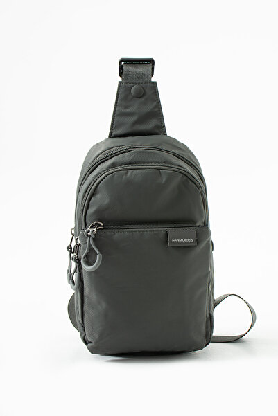 BLACK Sanmorris 6004 Unisex Wrinkle Fabric Waterproof Multi-Compartment Body Bag