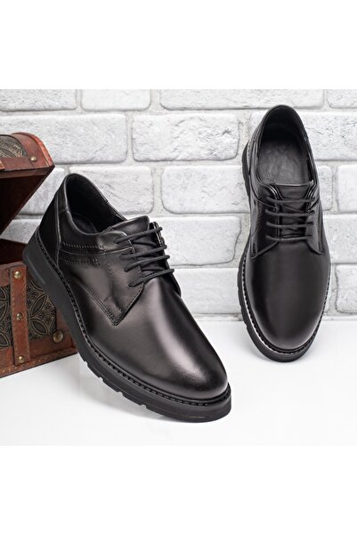 BMoD Pantofi casual bărbătești negri din piele naturală cu șireturi MOD13002