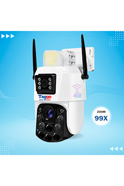 Taggo 4G Surveillance Camera, 4K, Dual Lens, 100X Zoom, App Controlled