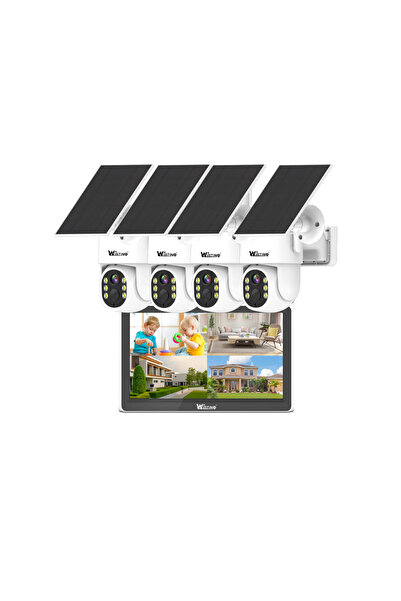 Taggo Sistem de supraveghere profesională wireless 360 cu 4 camere, alimentat cu energie solară