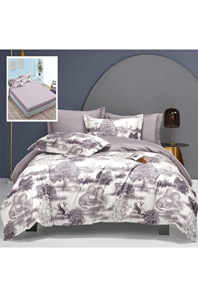 Somnart Polycotton Bed Linen, 6 Pieces, Fitted Sheet, Duvet Cover 230X200, 2 Pieces