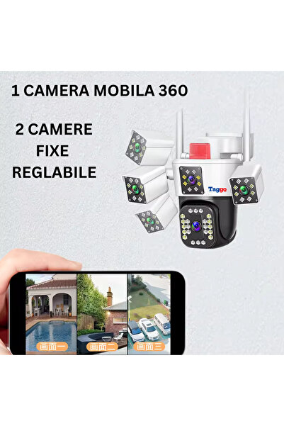 Taggo 6K Surveillance Camera, 12MP, Triple Lens, App-Controlled, 2024 Model