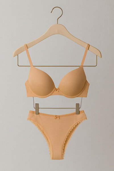 DiEr Underwear Ten Rengi Mikro Sütyen Likralı Destekli Sütyen Külot Takımı