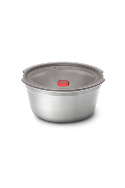 Black Blum Black+Blum Meal Prep FBSS-BL-L017 Food Container, 950ml, Round, Oven Safe, No BPA, Steel, Grey/Red