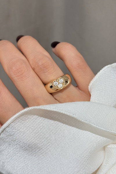 Lavian Accessories Heartline Kalın Bombeli Zirkon Taşlı yüzük (AYARLANABİLİR)