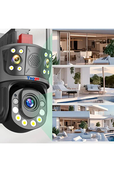 Taggo 4K WiFi Surveillance Camera, 100X Zoom, Triple Lens, App Control, Human Detection