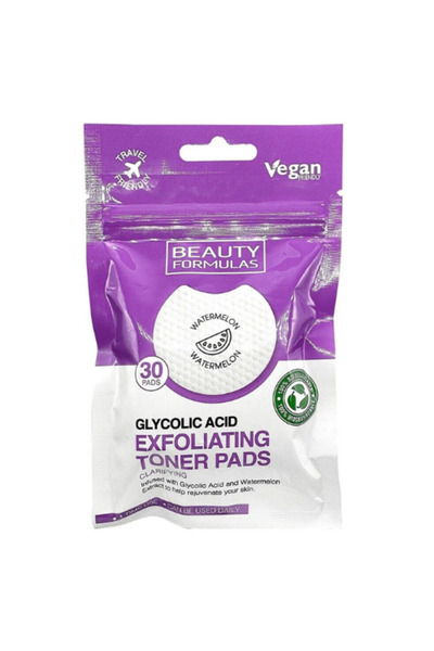 BEAUTY FORMULAS Glycolic Acid & Watermelon Exfoliating Toner Pads