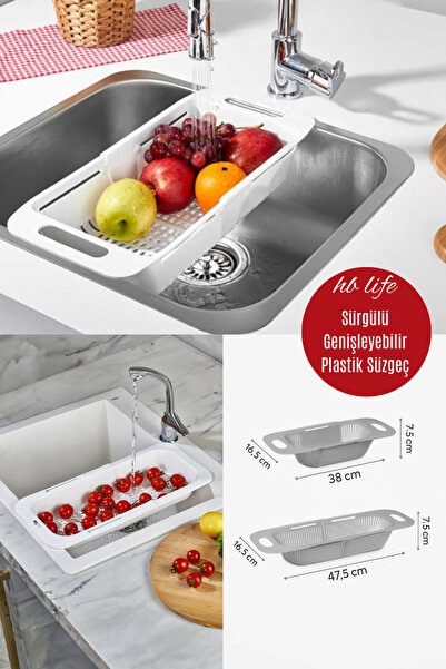 HB LİFE Sürgülü Genişleyebilir Plastik Süzgeç – Ayarlanabilir Mutfak Sebze & ...