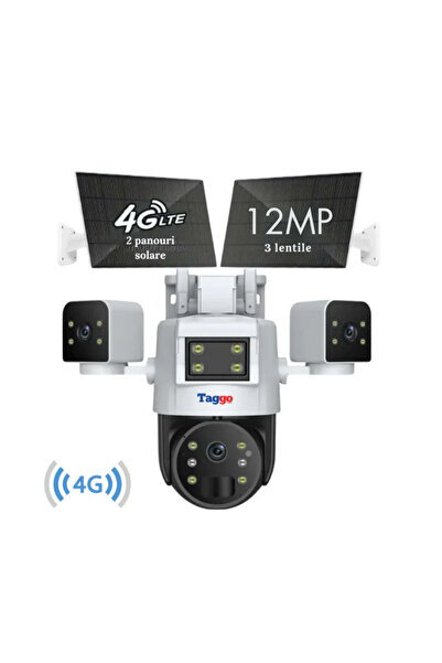 Taggo Cameră de supraveghere SolarGuard 4G cu lentile rotative triple și vedere nocturnă