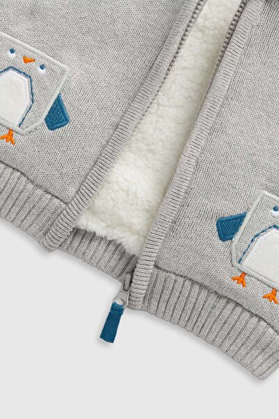 MOTHERCARE Grey Knitted Borg-Lined Hoodie