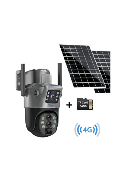 Taggo Cameră de supraveghere solară 4K Ultra HD, 8MP, zoom 10X, panouri solare duble de 10W