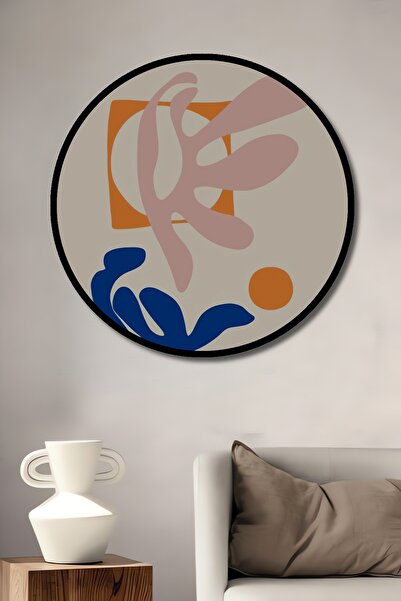 Teona Ahşap Tablou decorativ cu cadru rotund din lemn Henri Matisse Hârtii decupate