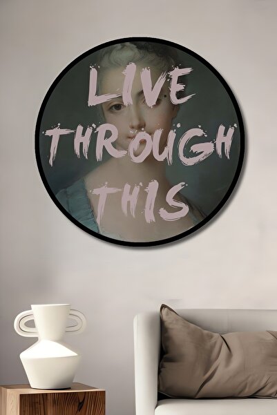 Teona Ahşap Tablou decorativ cu cadru rotund din lemn, arată ca suntem aici p...