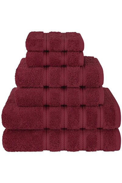 Safi Plus 6-Piece Luxury Towel Set – 600 GSM Combed Cotton, Super Soft, Bordeaux
