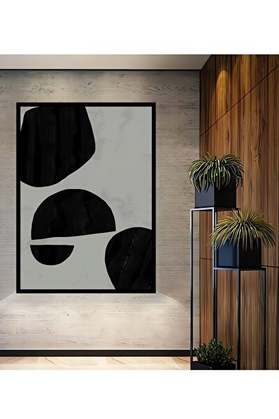 Teona Ahşap Tablou decorativ din lemn dreptunghiular, artă abstractă, forme negre, aspect de cadru