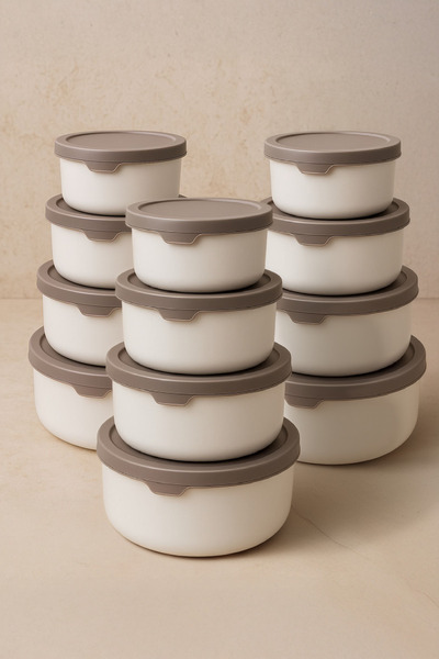 Kitchen Life Set of 12 Round Storage Containers (0.45ml -0.8Ml-1.5L-2.5L) Microwave and Freezer Compatible