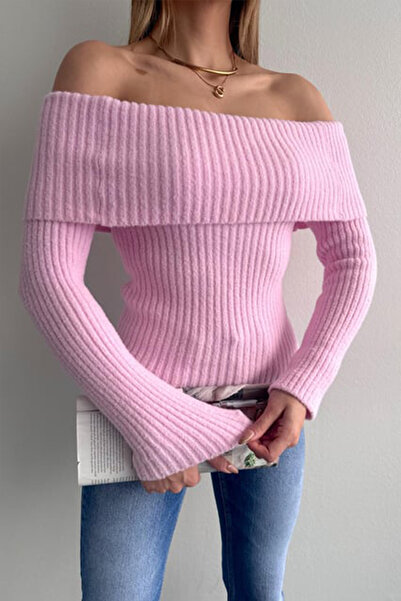 LACHT Pulover moale cu guler Madonna roz pentru femei, sezon nou