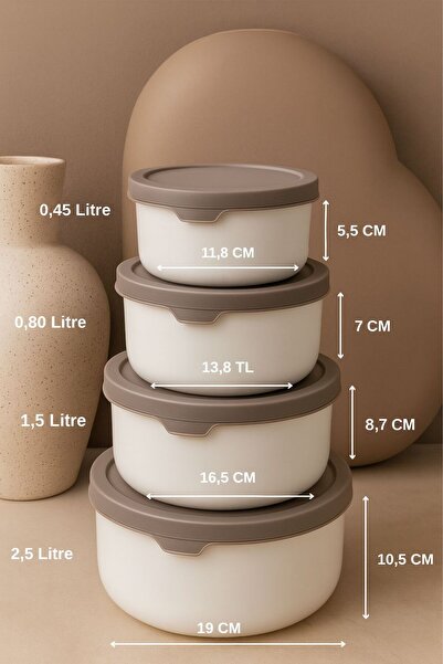Kitchen Life Set of 12 Round Storage Containers (0.45ml -0.8Ml-1.5L-2.5L) Microwave and Freezer Compatible