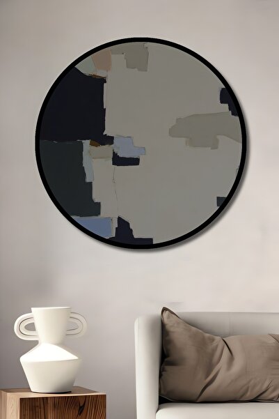 Teona Ahşap Tablou decorativ cu aspect de cadru rotund din lemn, artă abstractă, culori pastel