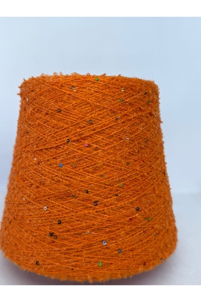 Pİ Yarn Turuncu renkli pullu buklet ip