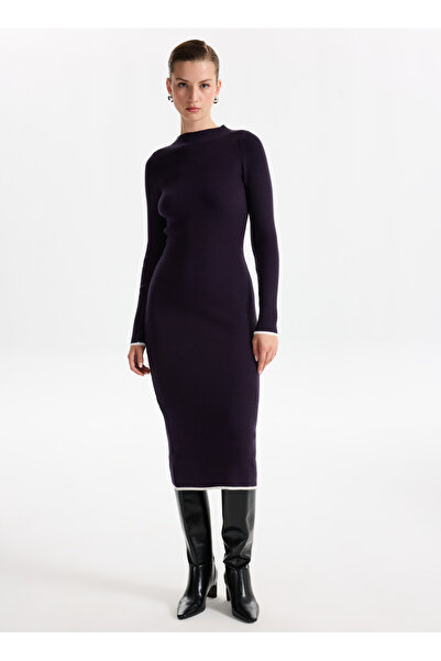 Fabrika Lacivert Kadın Yarım Balıkçı Fitilli Elbise F5WL-ELB0401