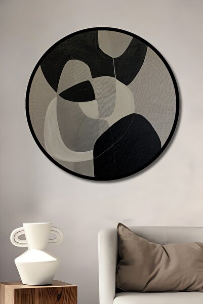 Teona Ahşap Tablou decorativ cu cadru rotund din lemn Aspect forme abstracte Armonie