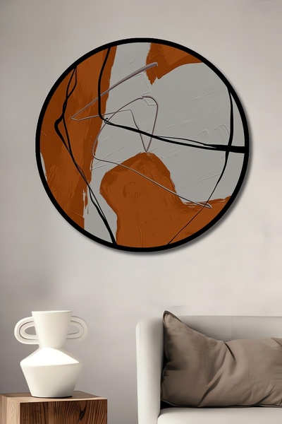 Teona Ahşap Tablou decorativ cu aspect de cadru rotund din lemn, amestec de l...