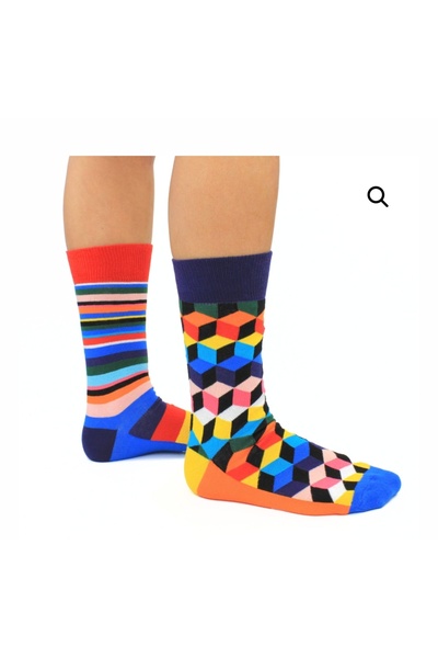 DUYAL Color Pop – Colorful Patterned Unisex Socks Set (5-Piece) |   Geometric, Striped and Polka Dot Patterns