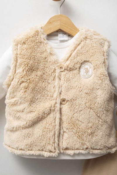 U.S. Polo Assn. U.S.Polo Assn Baby Girl 3-Piece Set - Beige