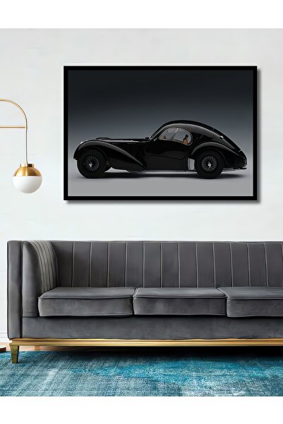 Teona Ahşap Tablou decorativ din lemn dreptunghiular cu aspect de cadru clasic de mașină de epocă