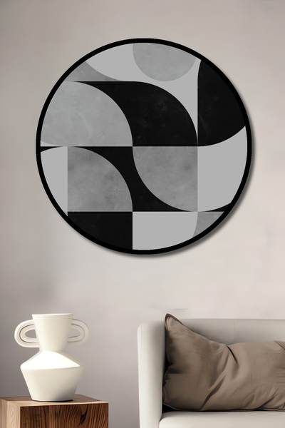 Teona Ahşap Tablou decorativ cu aspect de cadru rotund din lemn, forme circul...