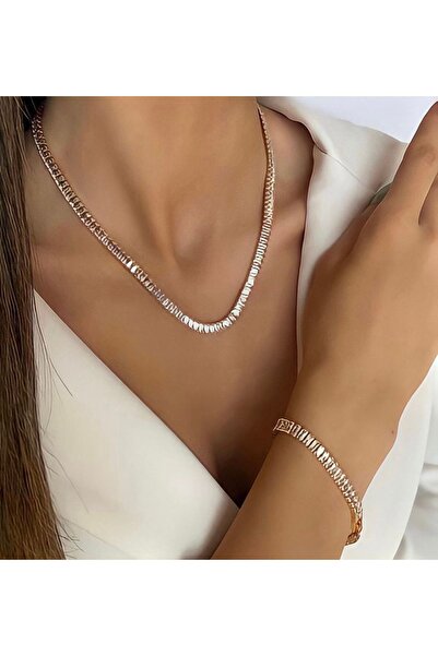ismim bijuteri Gold Renk Su Yolu Kararma Yapmayan Kolye Bileklik Set