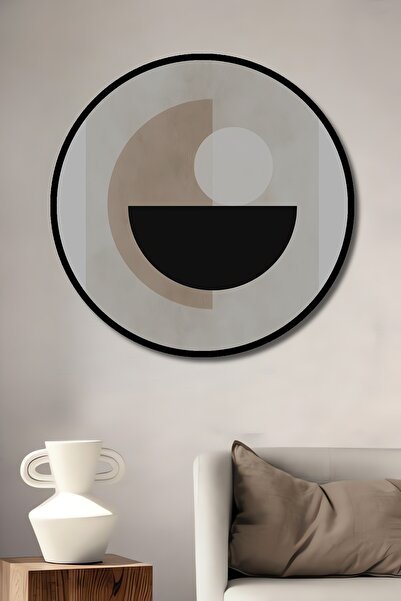 Teona Ahşap Tablou decorativ cu cadru rotund din lemn Aspect forme geometrice Armonie