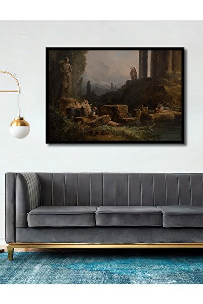 Teona Ahşap Tablou decorativ din lemn dreptunghiular Aspect de cadru de liniște a ruinei antice