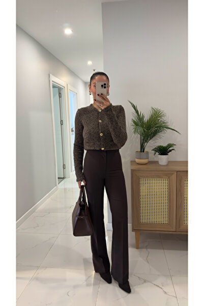 BİRCANÇİL Duffy Acı Kahve Flare Pantolon