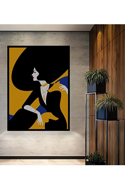 Teona Ahşap Tablou decorativ din lemn dreptunghiular cu aspect de cadru cu siluetă de profil feminin