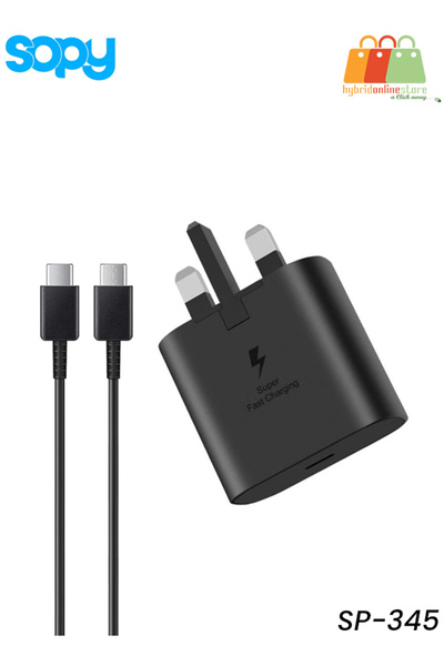 sopy طقم شاحن PD SP-345 بقوة 45 واط: محول حائط USB-C وكابل 5 أمبير من النوع C...